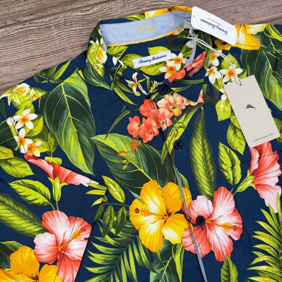 Tommy Bahama Other - Tommy Bahama Mens Size Large Shirt Midnight Hibiscus Island Navy Silk Floral NEW